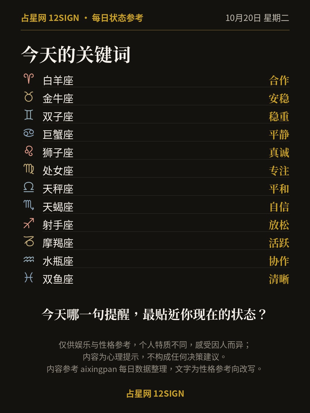 10月20日十二星座状态参考｜慢慢说清 14/14